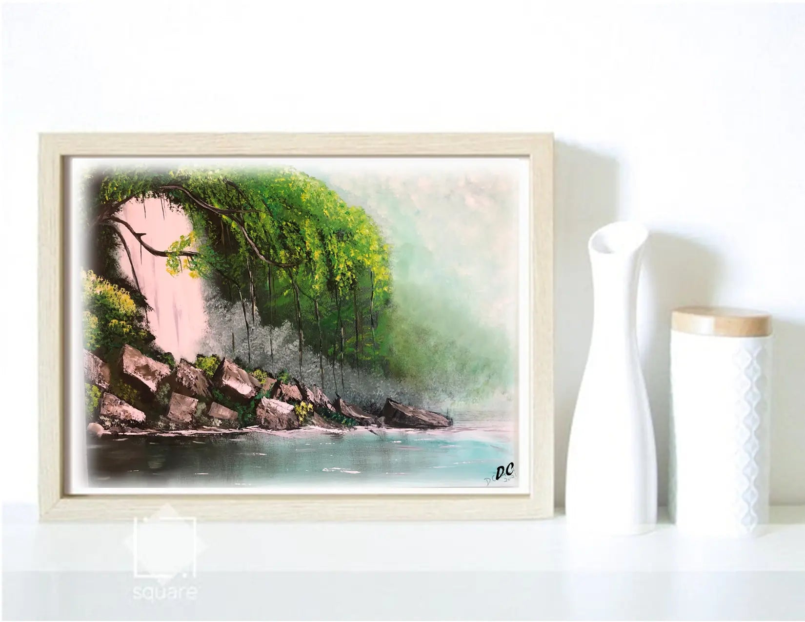 Forest Landscape Peaceful Waterfall Print Glory Craft Company