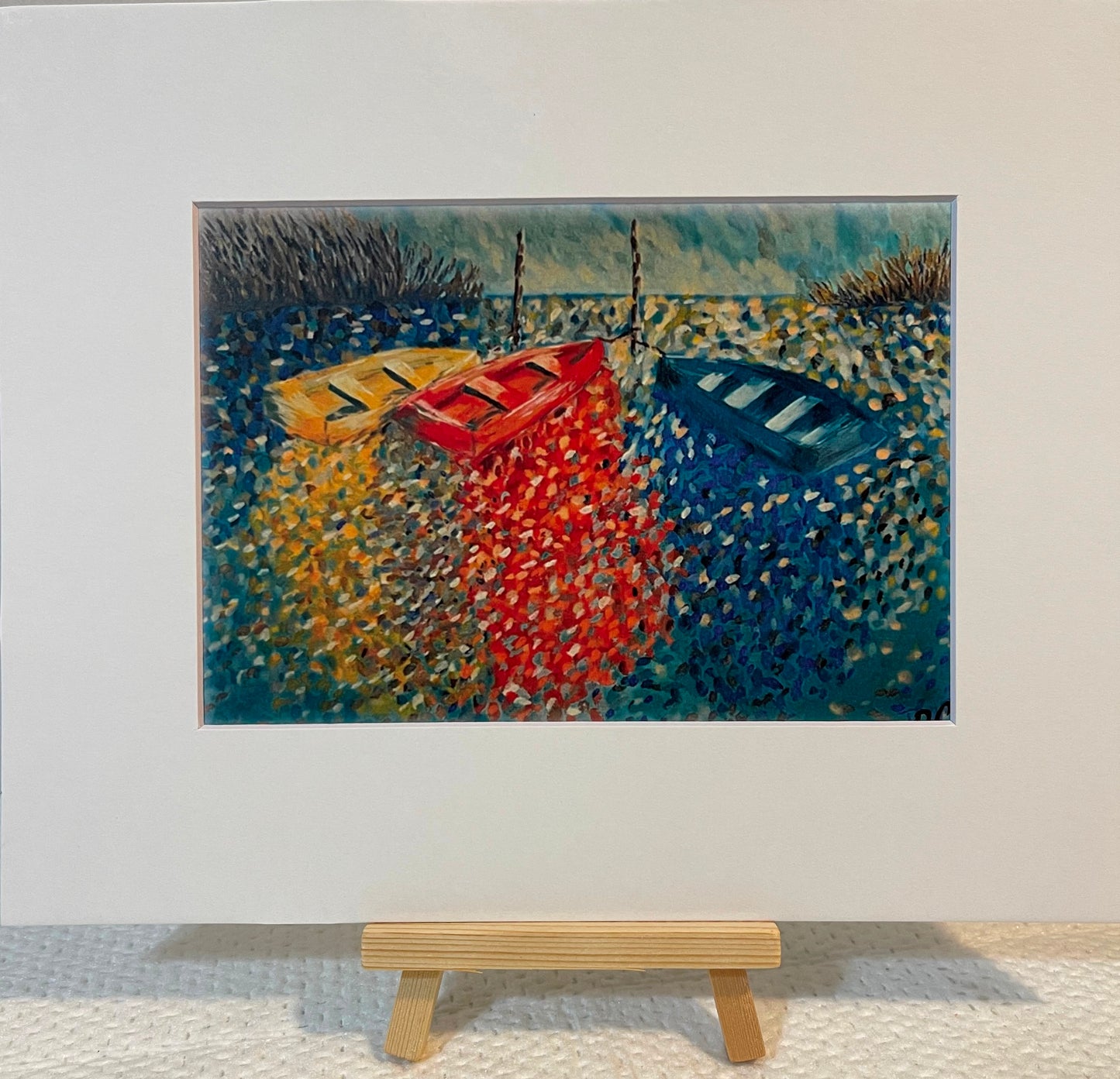 Trio Afloat - Pointillist Boat Scene Print