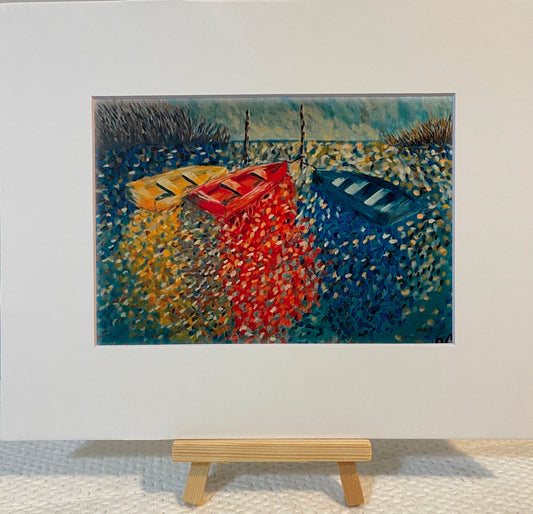 Trio Afloat - Pointillist Boat Scene Print